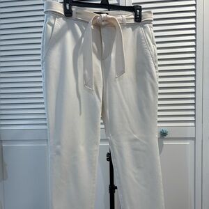 Banana Republic Cream Trousers with Tie Waist